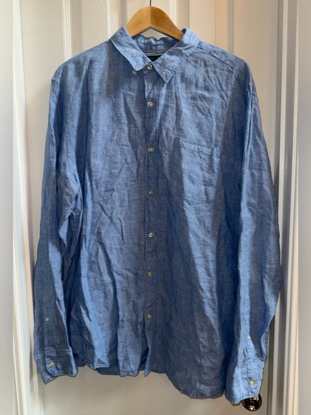 banana republic Linen Long Sleeve Button Up Mens XL Blue Beachy Vacation Preppy